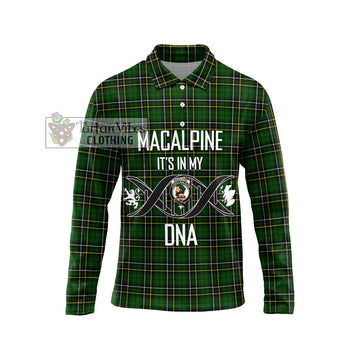 MacAlpine Modern Tartan Long Sleeve Polo Shirt with Family Crest DNA In Me Style Unisex - Tartan Vibes Clothing