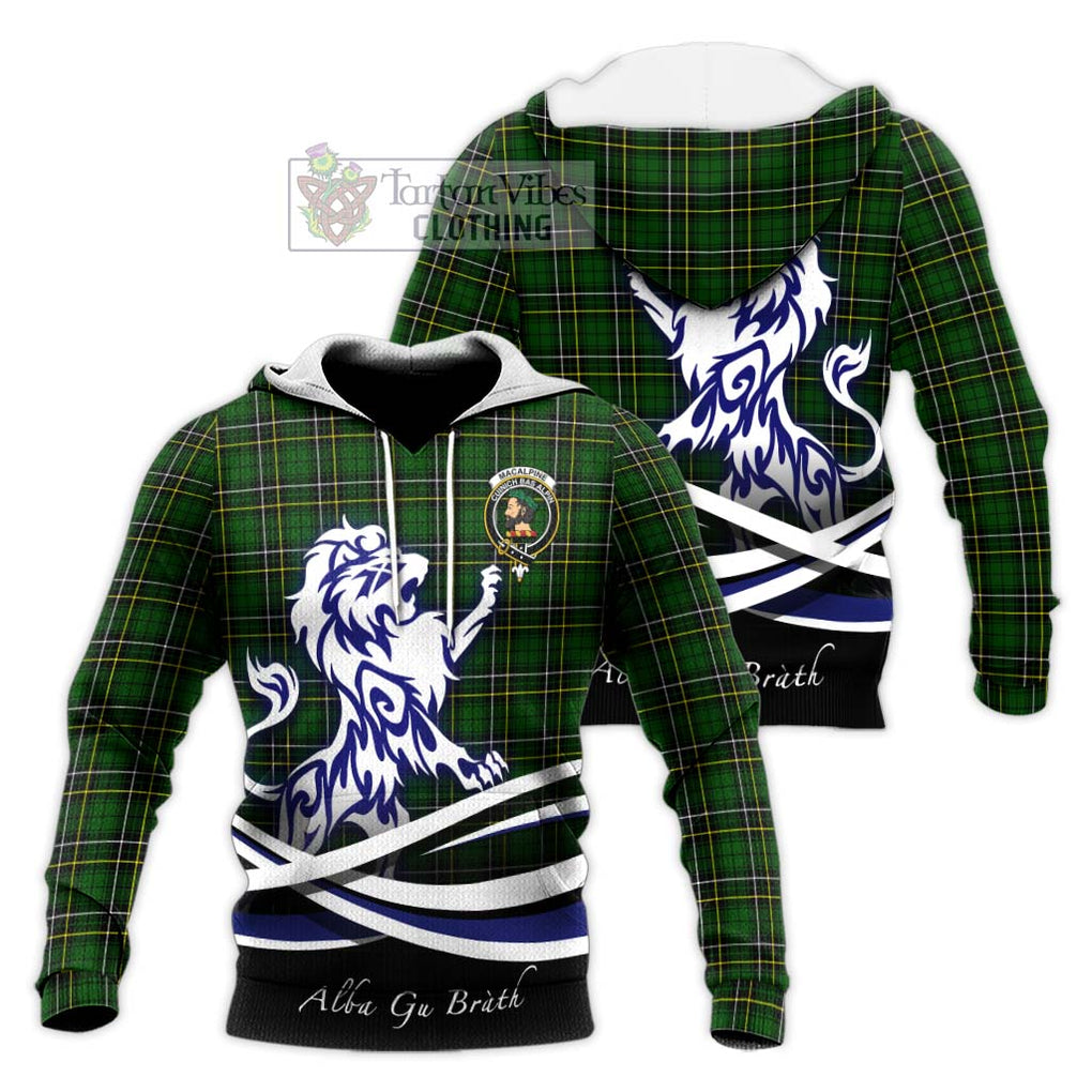 MacAlpine Modern Tartan Knitted Hoodie with Alba Gu Brath Regal Lion Emblem Unisex Knitted Pullover Hoodie - Tartan Vibes Clothing