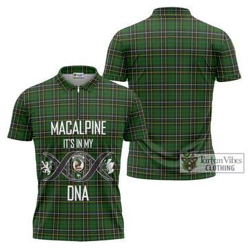 MacAlpine Modern Tartan Zipper Polo Shirt with Family Crest DNA In Me Style Unisex - Tartan Vibes Clothing