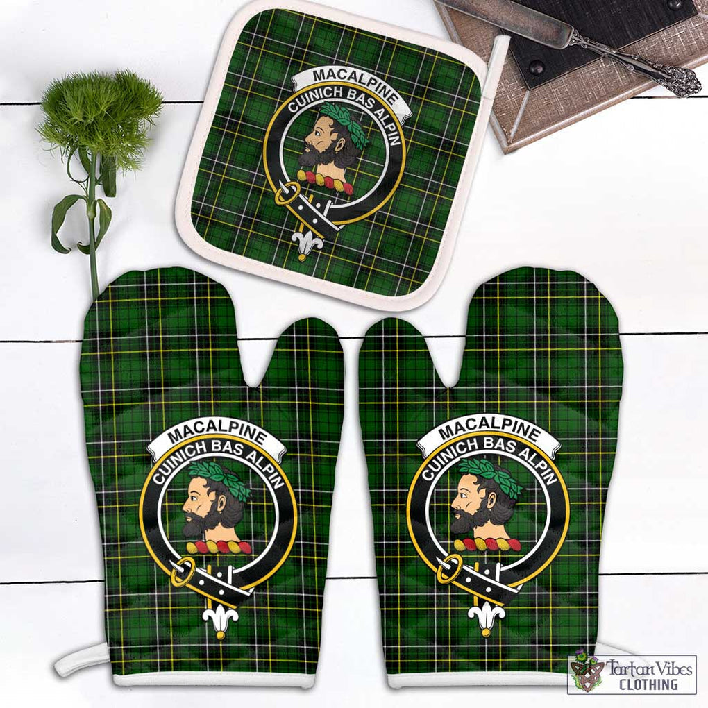 MacAlpine Modern Tartan Combo Oven Mitt & Pot-Holder with Family Crest White - Tartan Vibes Clothing