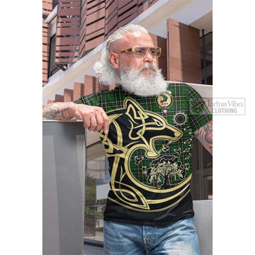 MacAlpine Modern Tartan Cotton T-shirt with Family Crest Celtic Wolf Style Men's Shirt - Tartan Vibes Clothing
