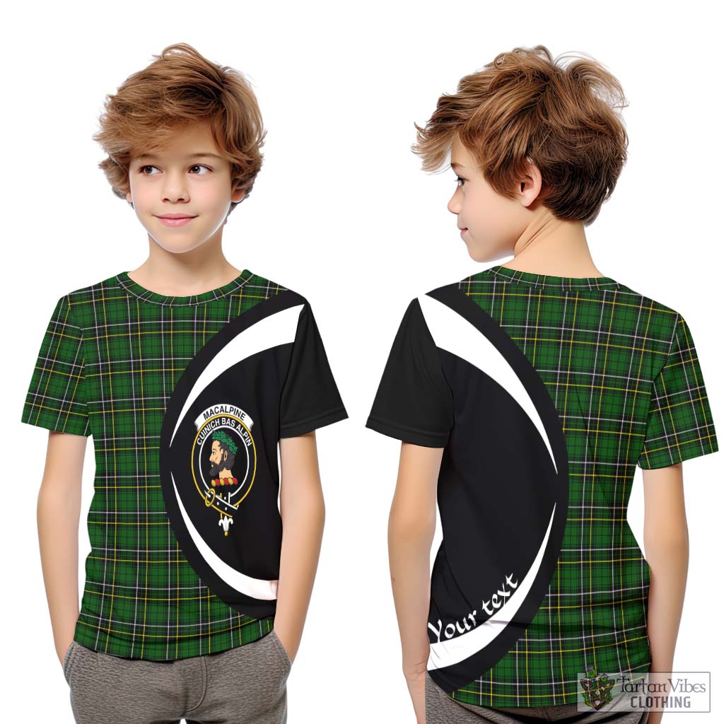 MacAlpine Modern Tartan Kid T-Shirt with Family Crest Circle Style Youth XL Size14 - Tartan Vibes Clothing