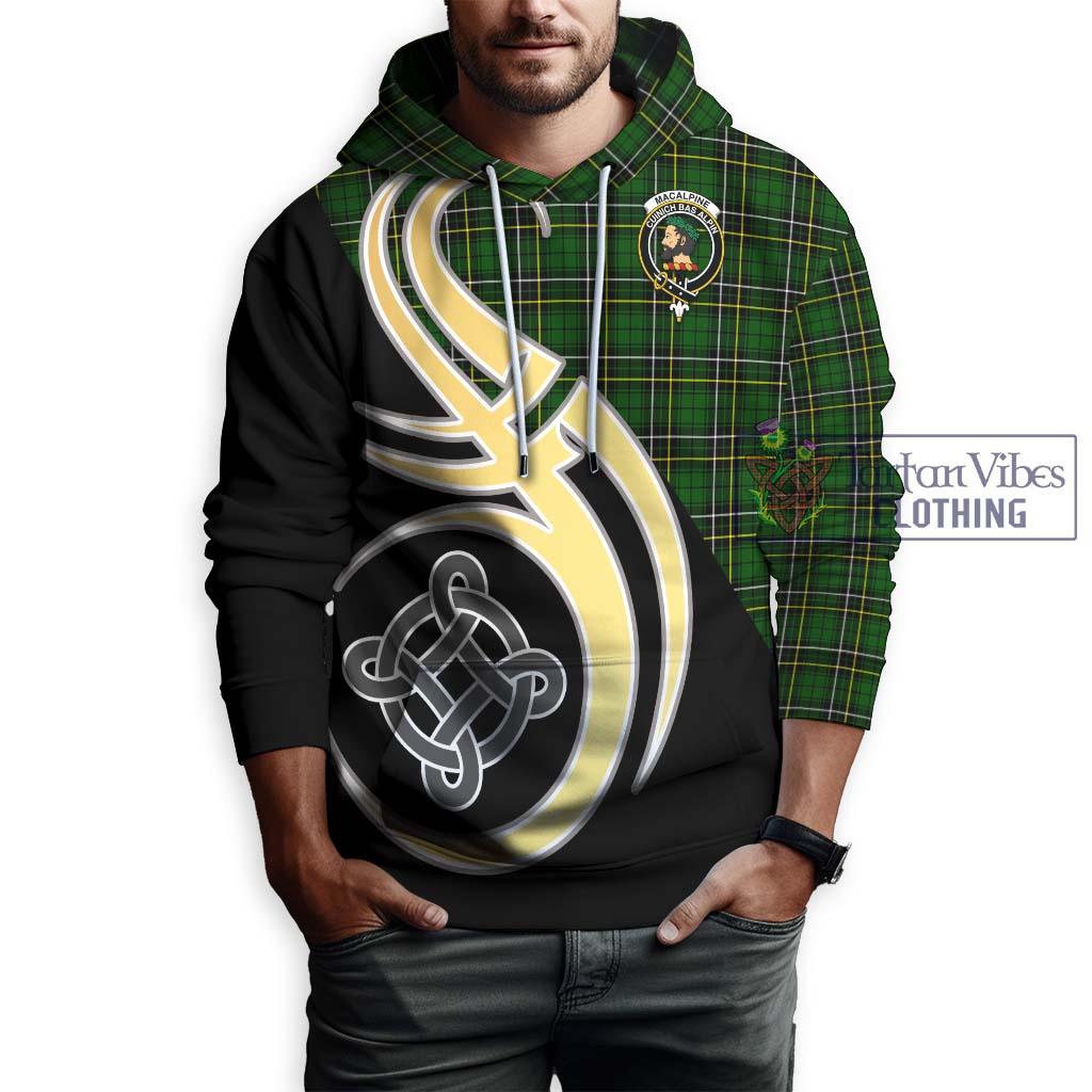 MacAlpine Modern Tartan Hoodie with Family Crest and Celtic Symbol Style Zip Hoodie - Tartan Vibes Clothing