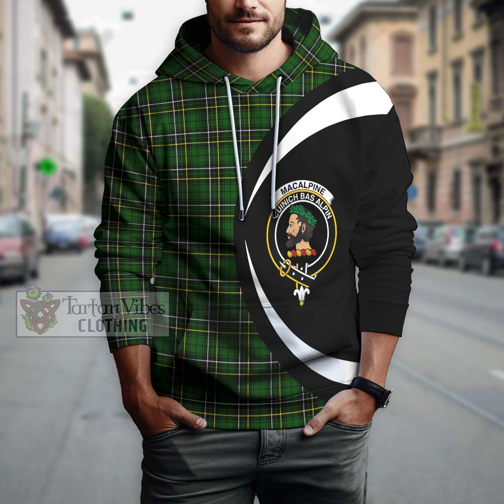 MacAlpine Modern Tartan Hoodie with Family Crest Circle Style Zip Hoodie - Tartan Vibes Clothing