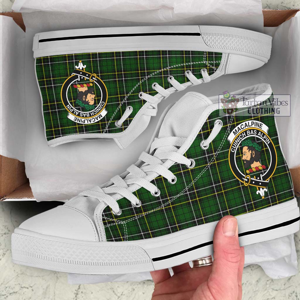 MacAlpine Modern Tartan High Top Shoes with Family Crest Kid High Top - White Sole - Tartan Vibes Clothing