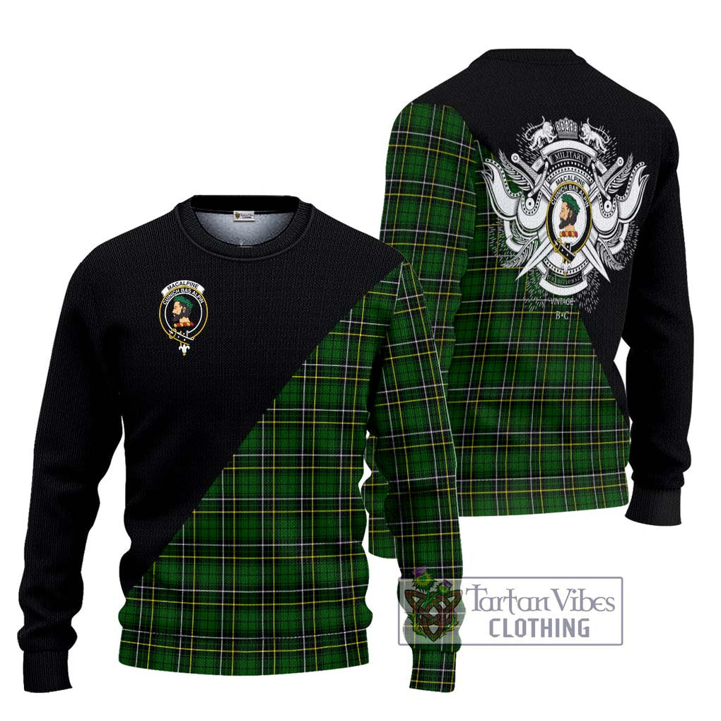 MacAlpine Modern Tartan Ugly Sweater with Family Crest and Military Logo Style Unisex - Tartan Vibes Clothing