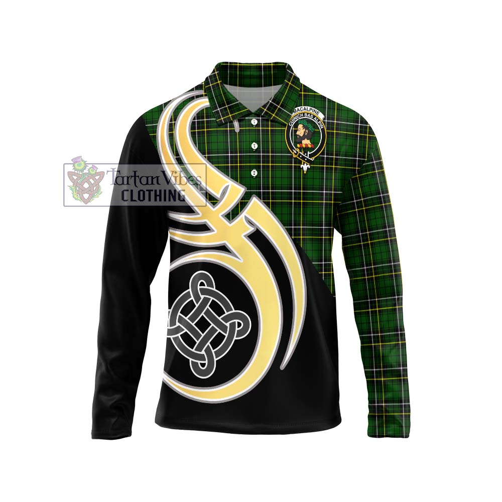 MacAlpine Modern Tartan Long Sleeve Polo Shirt with Family Crest and Celtic Symbol Style Unisex - Tartan Vibes Clothing