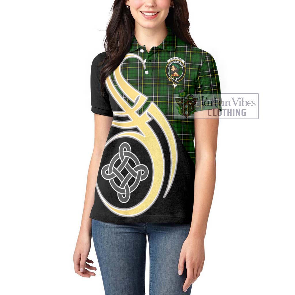 MacAlpine Modern Tartan Women's Polo Shirt with Family Crest and Celtic Symbol Style Women - Tartan Vibes Clothing