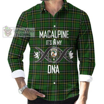 MacAlpine Modern Tartan Long Sleeve Button Shirt with Family Crest DNA In Me Style Men's Shirt S - Tartanvibesclothing Shop