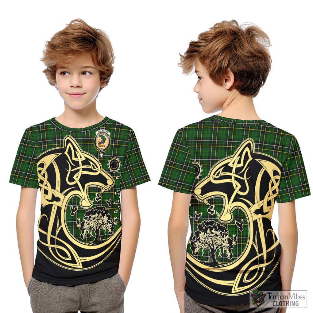 MacAlpine Modern Tartan Kid T-Shirt with Family Crest Celtic Wolf Style Youth XL Size14 - Tartan Vibes Clothing