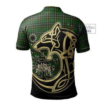 MacAlpine Modern Tartan Polo Shirt with Family Crest Celtic Wolf Style - Tartan Vibes Clothing