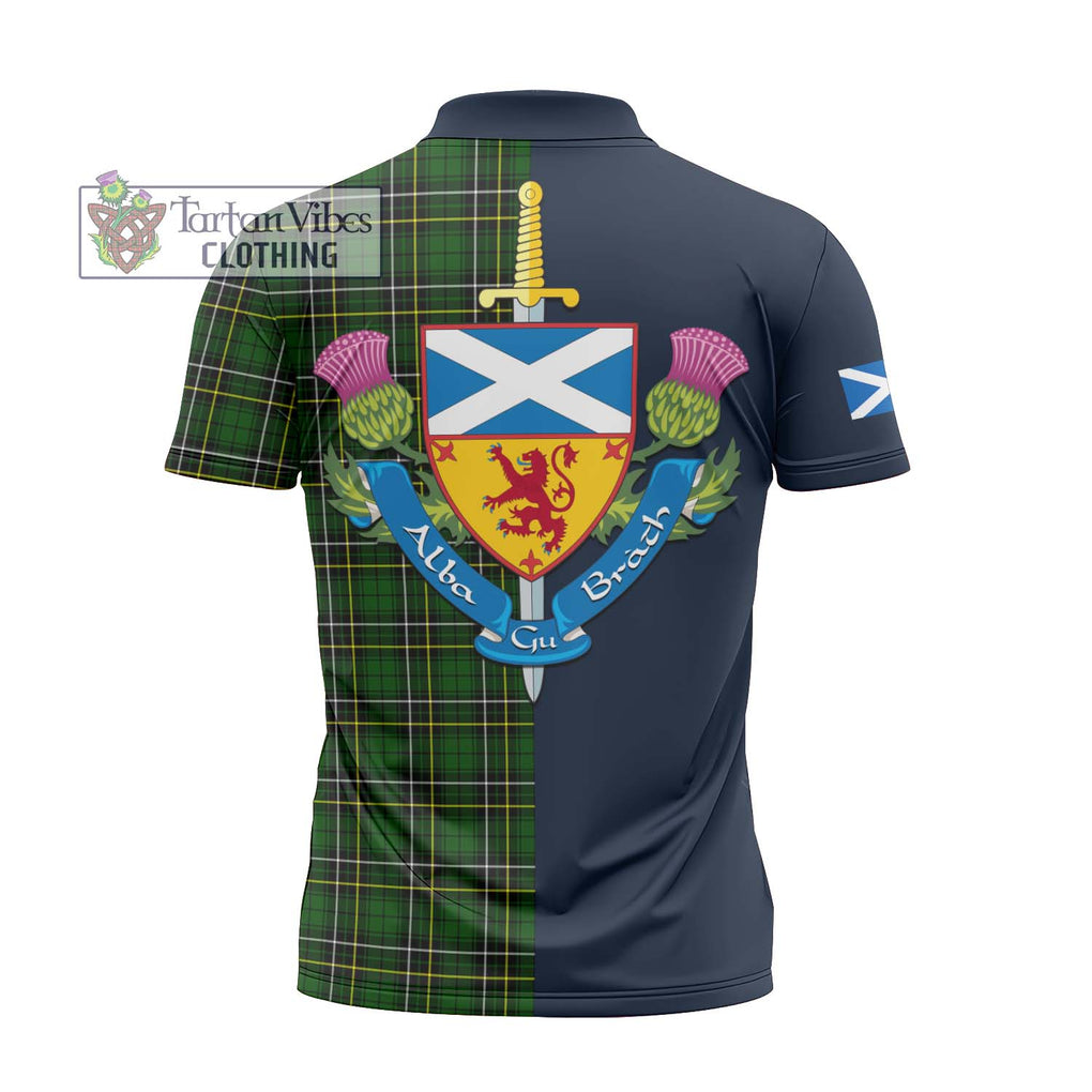 MacAlpine Modern Tartan Zipper Polo Shirt Alba with Scottish Lion Royal Arm Half Style - Tartan Vibes Clothing