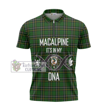 MacAlpine Modern Tartan Zipper Polo Shirt with Family Crest DNA In Me Style - Tartan Vibes Clothing