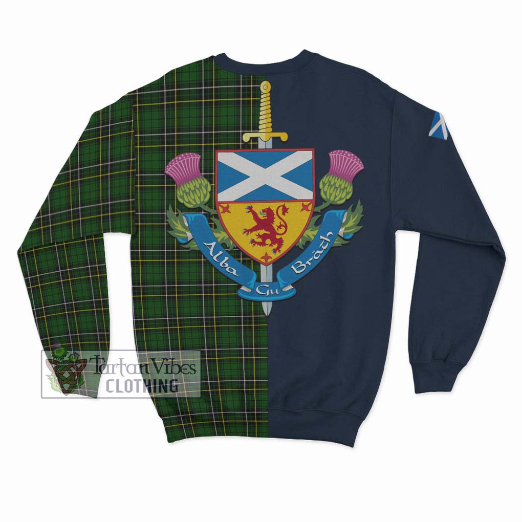 MacAlpine Modern Tartan Sweatshirt Alba with Scottish Lion Royal Arm Half Style - Tartan Vibes Clothing