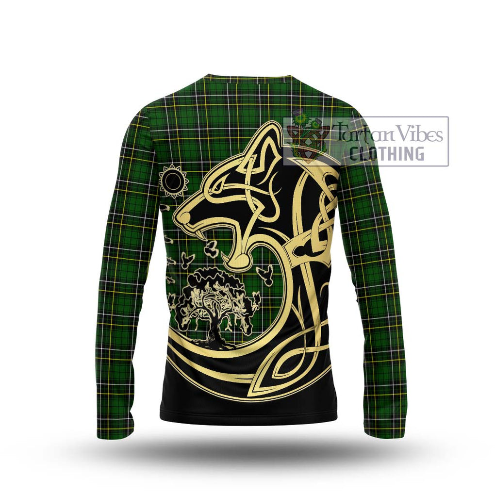 MacAlpine Modern Tartan Long Sleeve T-Shirt with Family Crest Celtic Wolf Style - Tartan Vibes Clothing