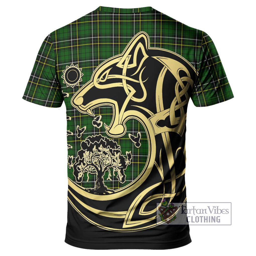 MacAlpine Modern Tartan T-Shirt with Family Crest Celtic Wolf Style - Tartan Vibes Clothing
