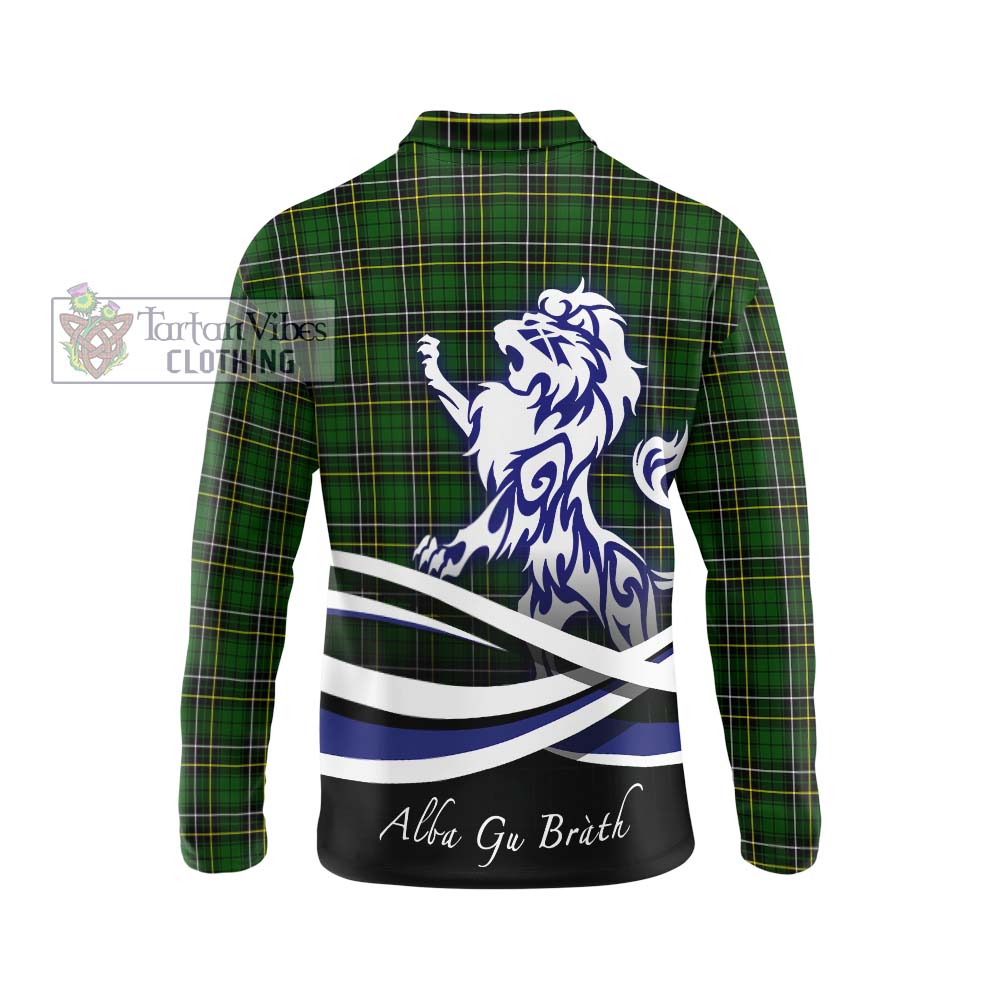MacAlpine Modern Tartan Long Sleeve Polo Shirt with Alba Gu Brath Regal Lion Emblem - Tartan Vibes Clothing