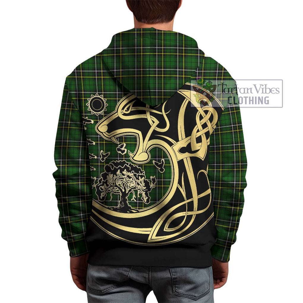 MacAlpine Modern Tartan Hoodie with Family Crest Celtic Wolf Style - Tartan Vibes Clothing