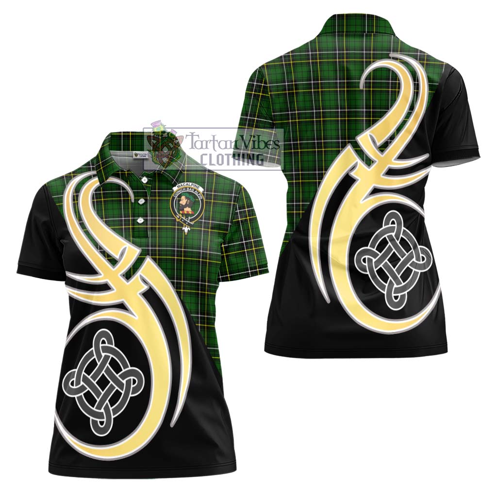 MacAlpine Modern Tartan Women's Polo Shirt with Family Crest and Celtic Symbol Style - Tartan Vibes Clothing
