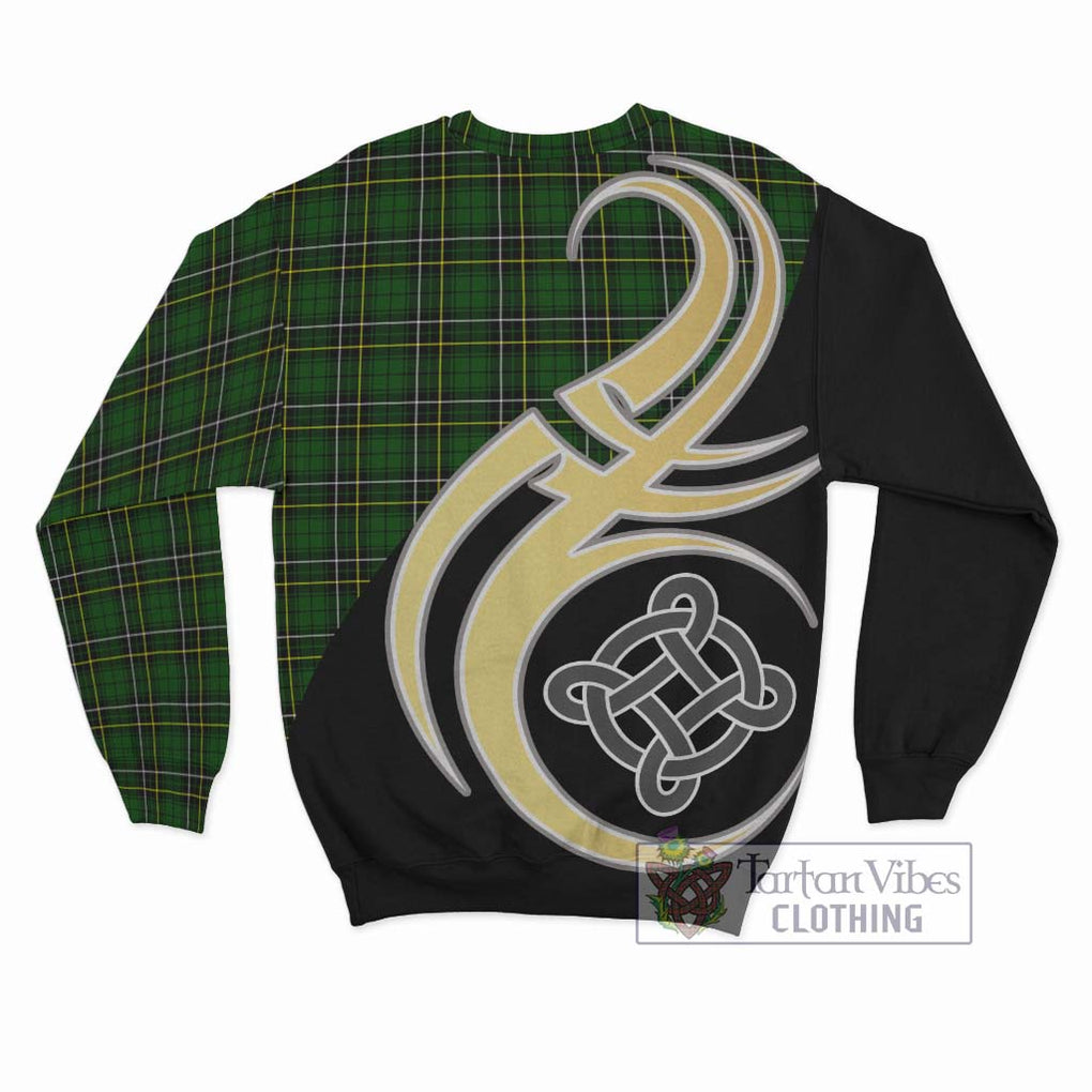 MacAlpine Modern Tartan Sweatshirt with Family Crest and Celtic Symbol Style - Tartan Vibes Clothing