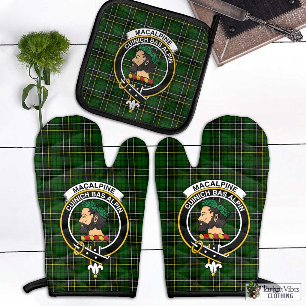 MacAlpine Modern Tartan Combo Oven Mitt & Pot-Holder with Family Crest Black - Tartan Vibes Clothing