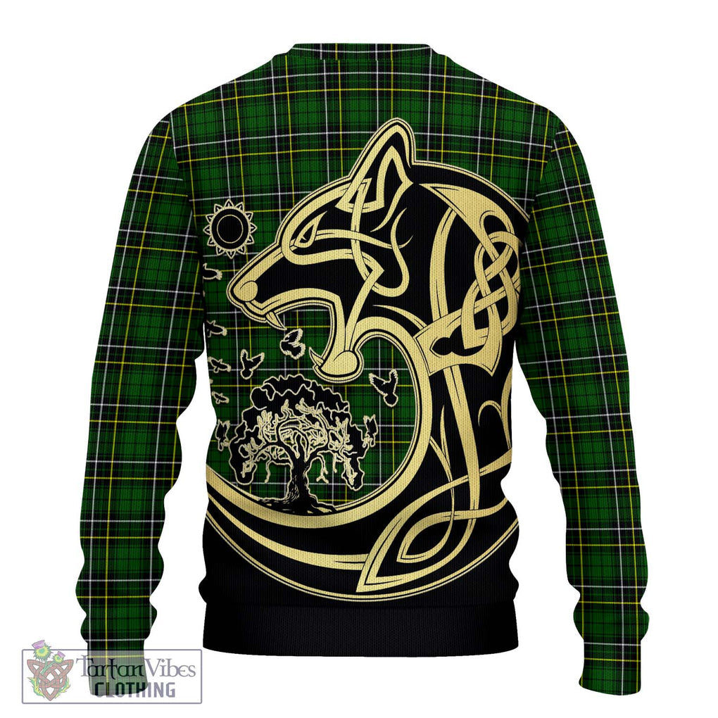 MacAlpine Modern Tartan Ugly Sweater with Family Crest Celtic Wolf Style - Tartan Vibes Clothing