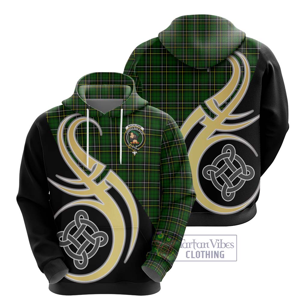 MacAlpine Modern Tartan Hoodie with Family Crest and Celtic Symbol Style - Tartan Vibes Clothing