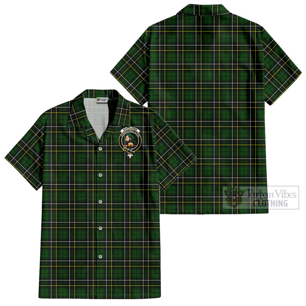MacAlpine Modern Tartan Cotton Hawaiian Shirt with Family Crest - Tartan Vibes Clothing