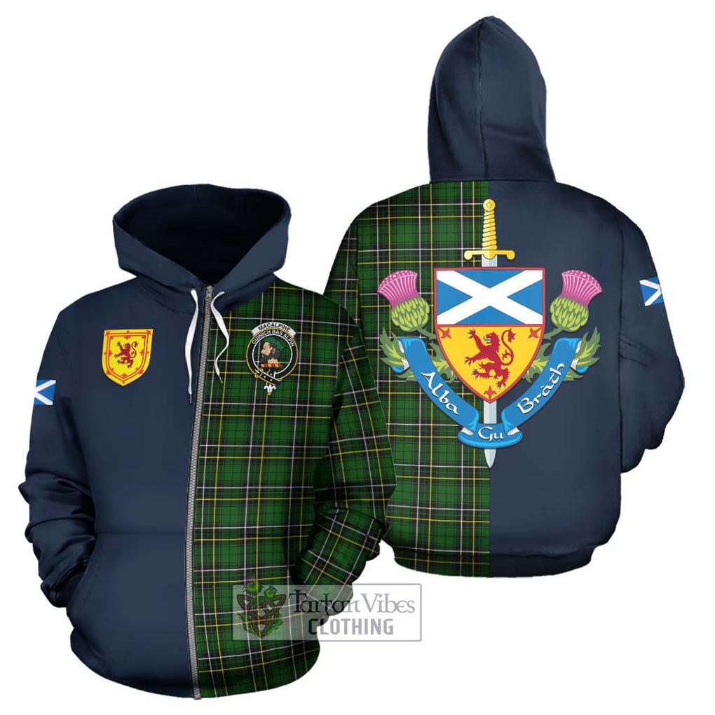 MacAlpine Modern Tartan Hoodie Alba with Scottish Lion Royal Arm Half Style - Tartan Vibes Clothing