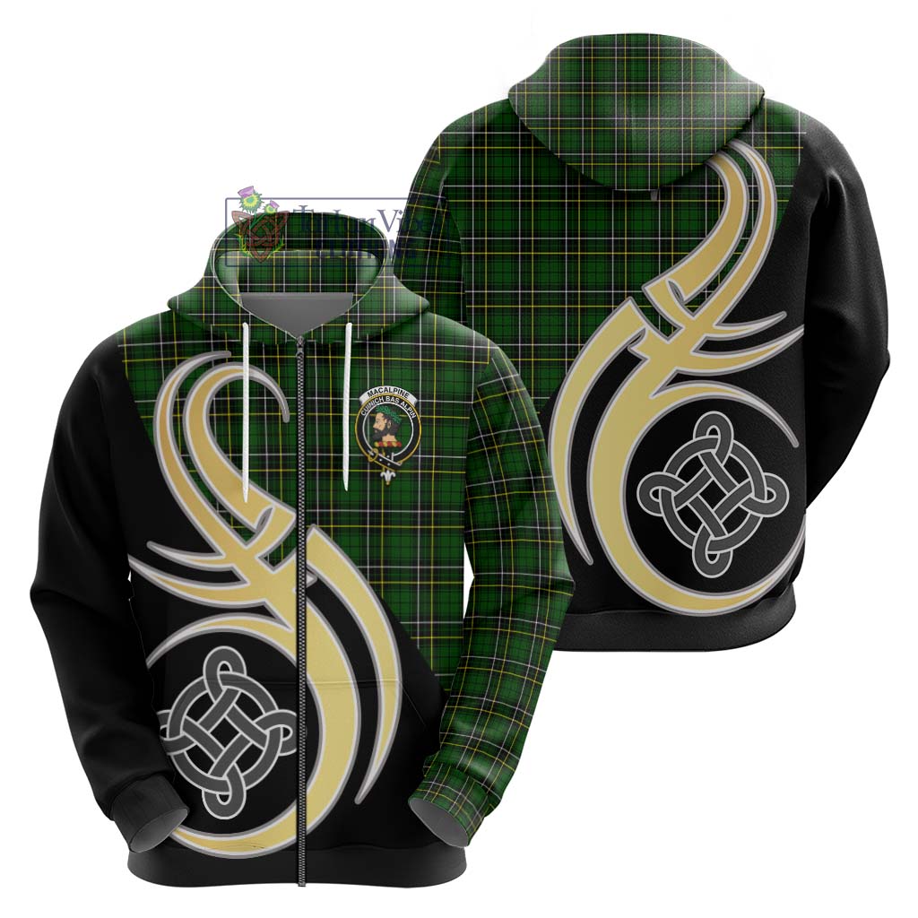 MacAlpine Modern Tartan Hoodie with Family Crest and Celtic Symbol Style - Tartan Vibes Clothing