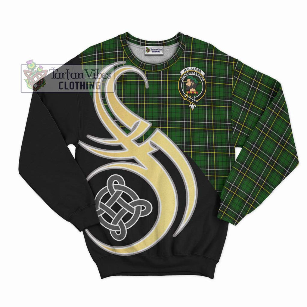 MacAlpine Modern Tartan Sweatshirt with Family Crest and Celtic Symbol Style - Tartan Vibes Clothing