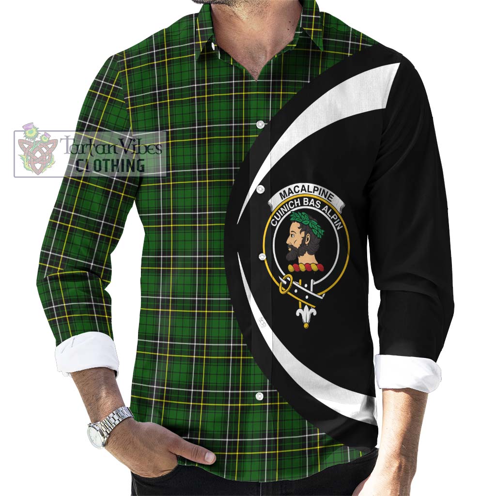MacAlpine Modern Tartan Long Sleeve Button Up with Family Crest Circle Style - Tartan Vibes Clothing