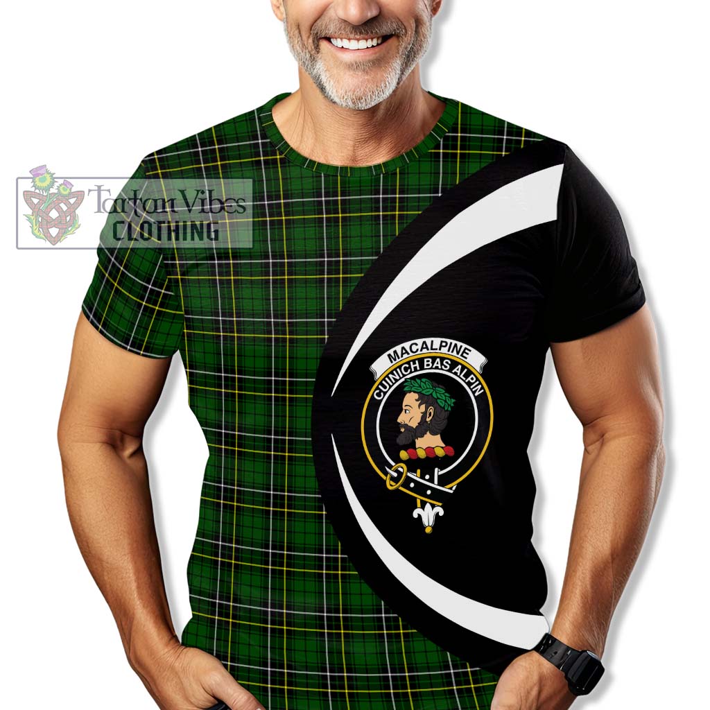 MacAlpine Modern Tartan T-Shirt with Family Crest Circle Style - Tartan Vibes Clothing