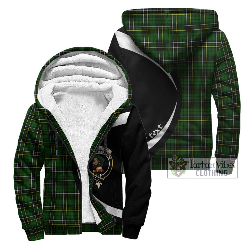 MacAlpine Modern Tartan Sherpa Hoodie with Family Crest Circle Style Unisex - Tartan Vibes Clothing