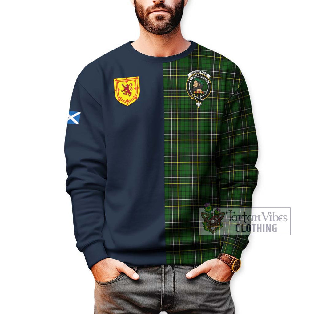 MacAlpine Modern Tartan Sweatshirt Alba with Scottish Lion Royal Arm Half Style - Tartan Vibes Clothing
