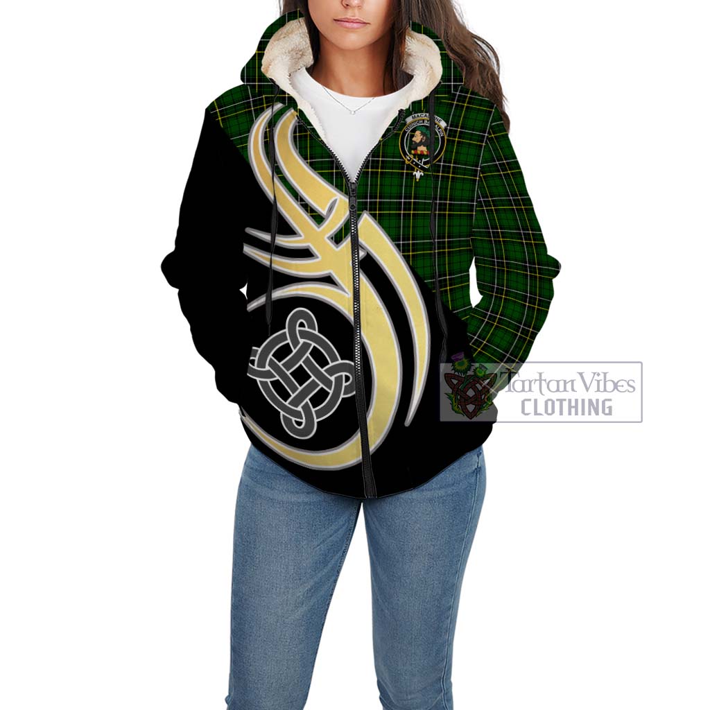 MacAlpine Modern Tartan Sherpa Hoodie with Family Crest and Celtic Symbol Style Unisex - Tartan Vibes Clothing