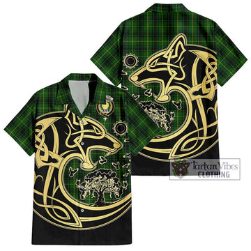 MacArthur (McArthur) Tartan Hawaiian Shirt with Family Crest Celtic Wolf Style
