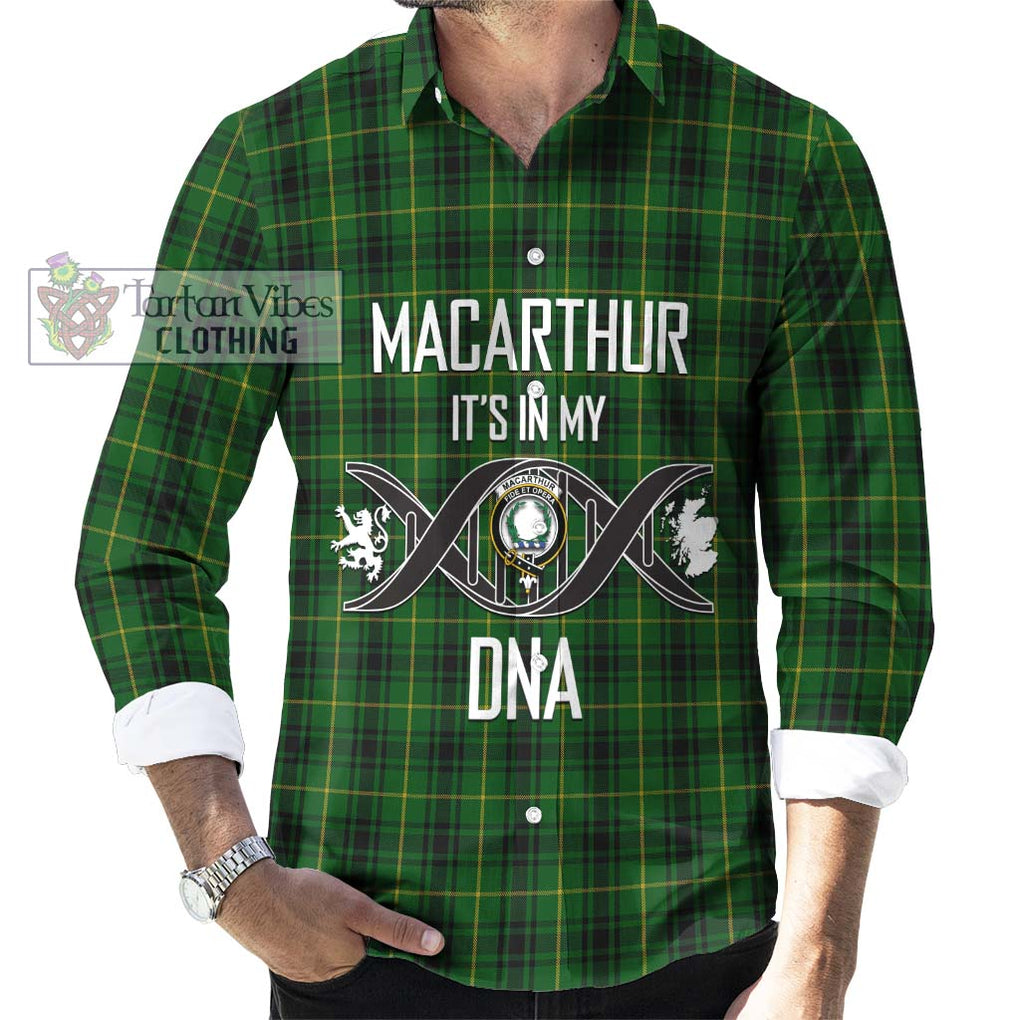 MacArthur (McArthur) Tartan Long Sleeve Button Shirt with Family Crest DNA In Me Style Men's Shirt S - Tartanvibesclothing Shop