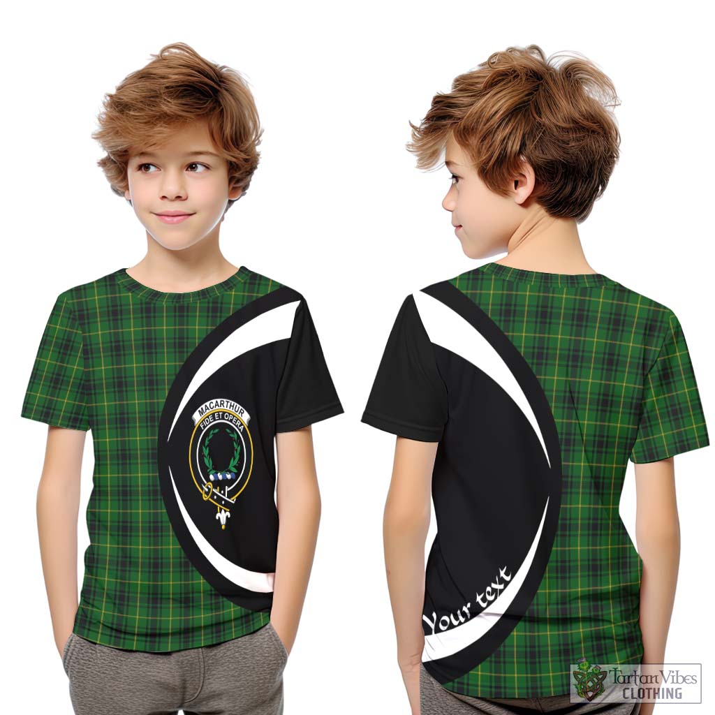 MacArthur (McArthur) Tartan Kid T-Shirt with Family Crest Circle Style Youth XL Size14 - Tartan Vibes Clothing