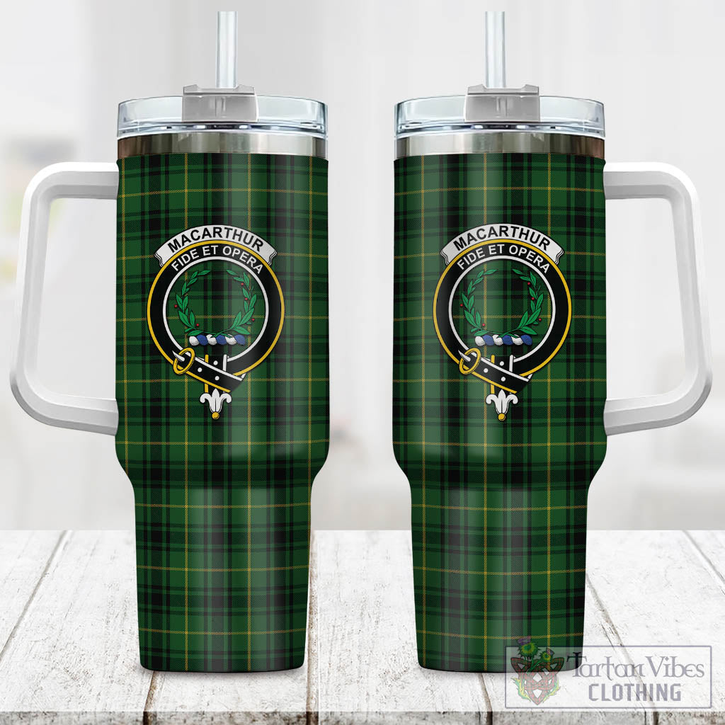 Tartan Vibes Clothing MacArthur Tartan and Family Crest Tumbler with Handle