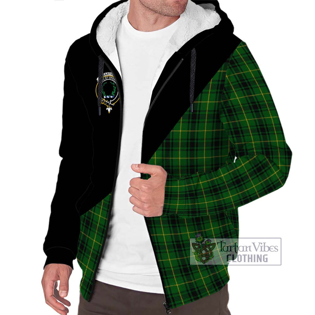 MacArthur (McArthur) Tartan Sherpa Hoodie with Family Crest and Military Logo Style Unisex S - Tartanvibesclothing Shop