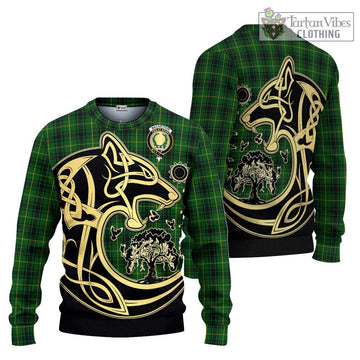 MacArthur (McArthur) Tartan Knitted Sweater with Family Crest Celtic Wolf Style Unisex - Tartan Vibes Clothing