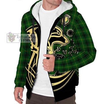 MacArthur (McArthur) Tartan Sherpa Hoodie with Family Crest Celtic Wolf Style