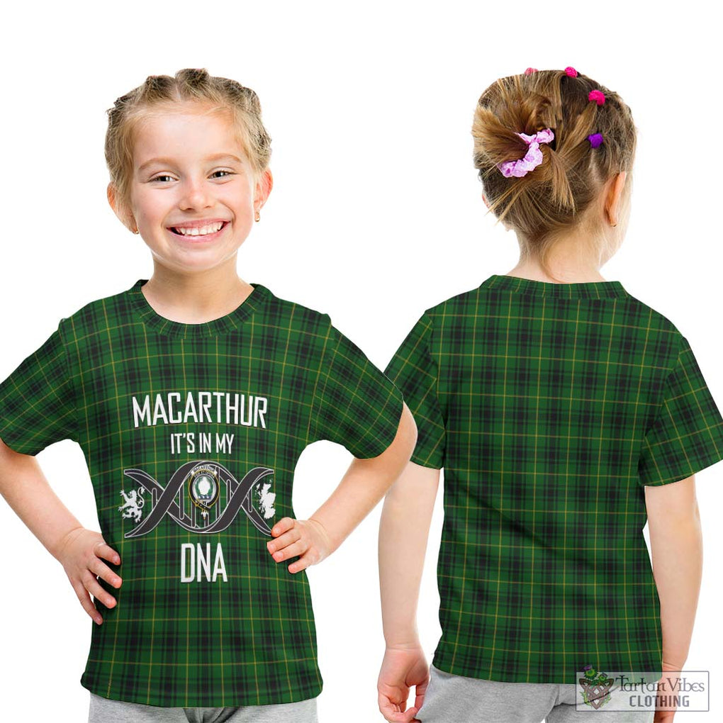 MacArthur (McArthur) Tartan Kid T-Shirt with Family Crest DNA In Me Style - Tartanvibesclothing Shop