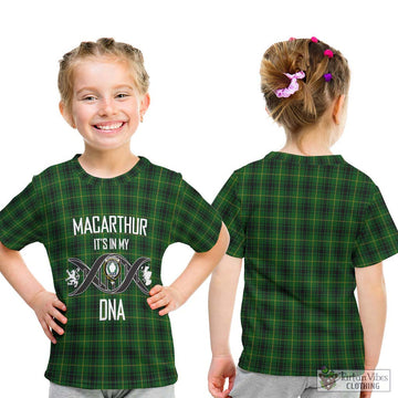 MacArthur (McArthur) Tartan Kid T-Shirt with Family Crest DNA In Me Style - Tartanvibesclothing Shop