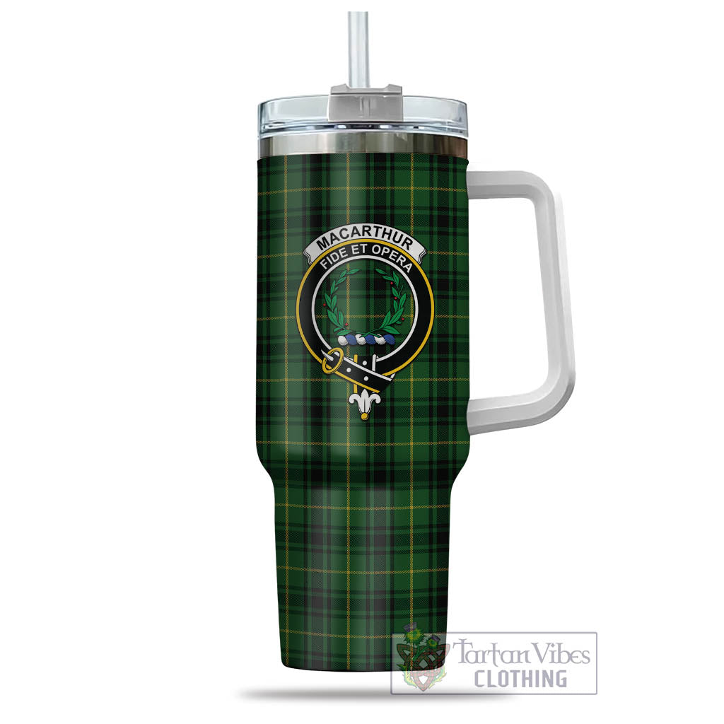 Tartan Vibes Clothing MacArthur Tartan and Family Crest Tumbler with Handle