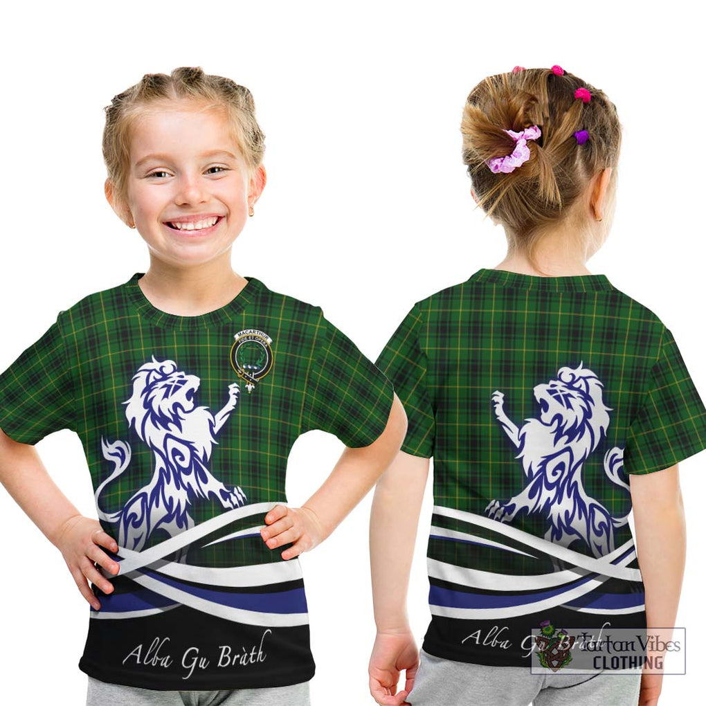 MacArthur (McArthur) Tartan Kid T-Shirt with Alba Gu Brath Regal Lion Emblem - Tartanvibesclothing Shop