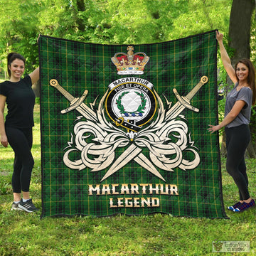 MacArthur Tartan Quilt with Clan Crest and the Golden Sword of Courageous Legacy