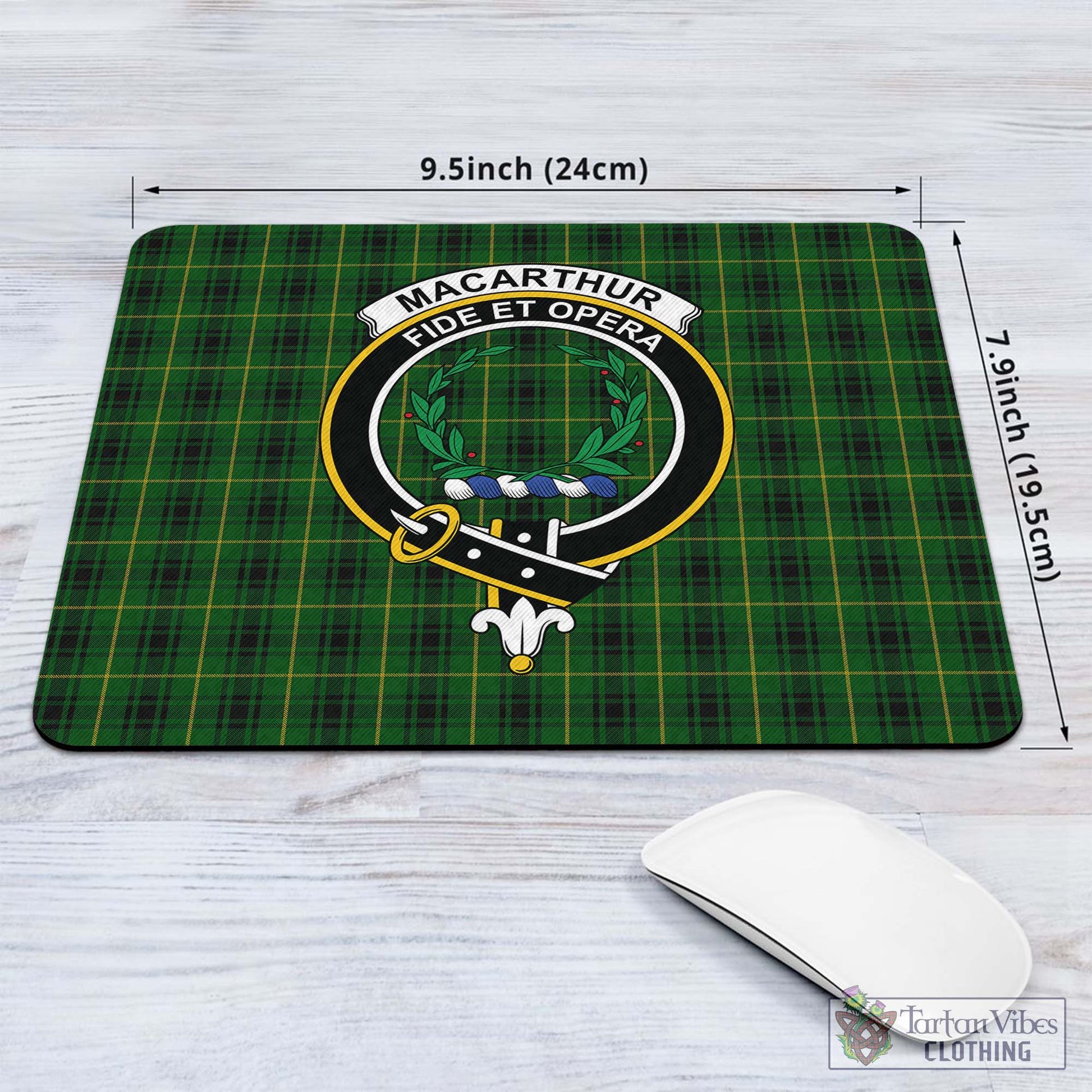 Tartan Vibes Clothing MacArthur Tartan Mouse Pad with Family Crest