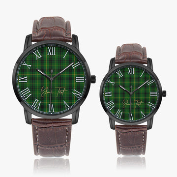 MacArthur (McArthur) Tartan Personalized Your Text Leather Trap Quartz Watch